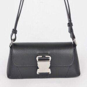 Faux Leather Metal Buckle Shoulder Bag